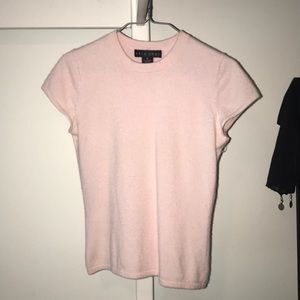 Fuzzy pink sweater tee